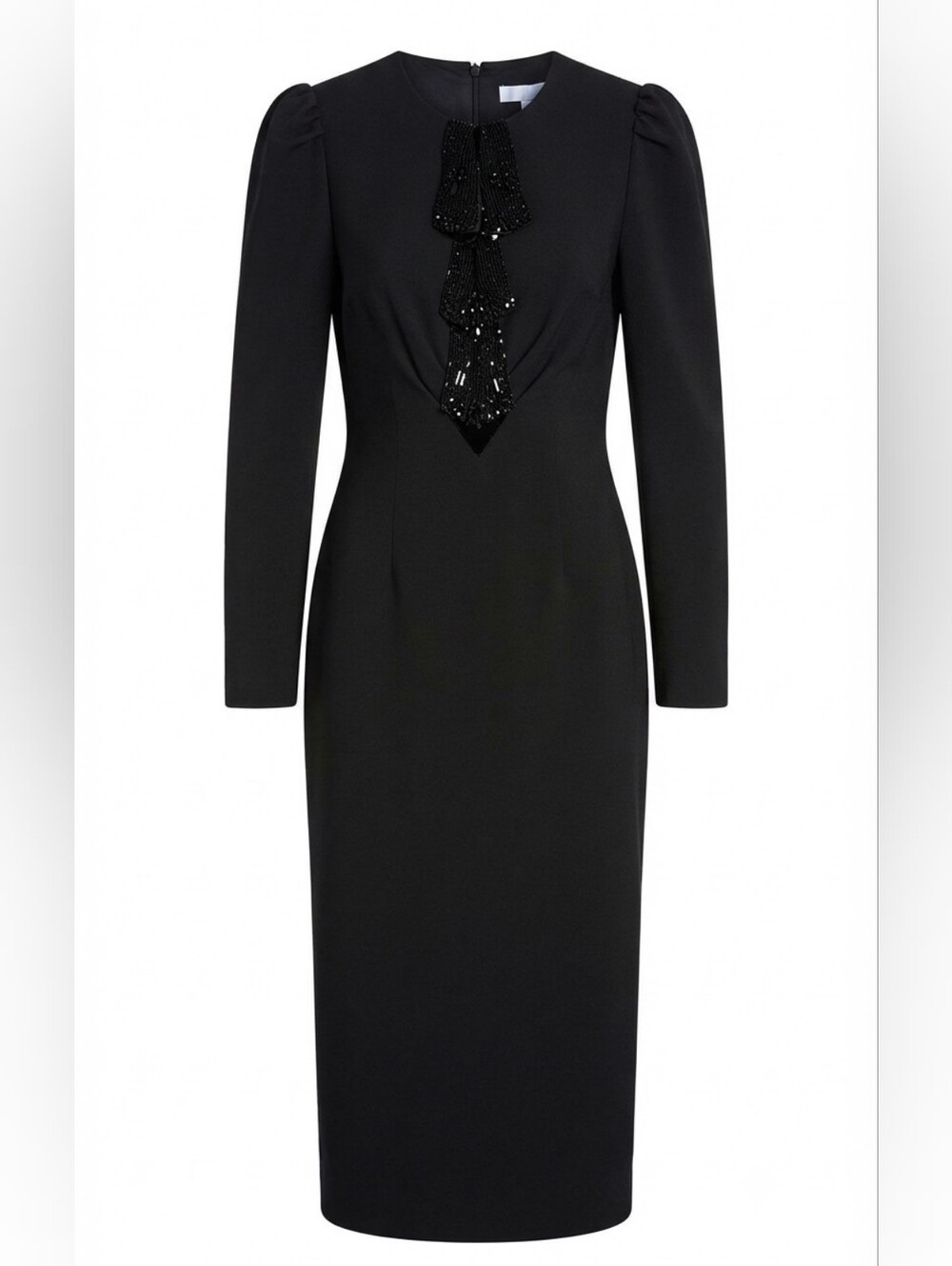 ANTONIO MELANI Alicia Black Long Sleeve Tassel-Detail Evening Midi Dress Size 0 - Picture 3 of 16